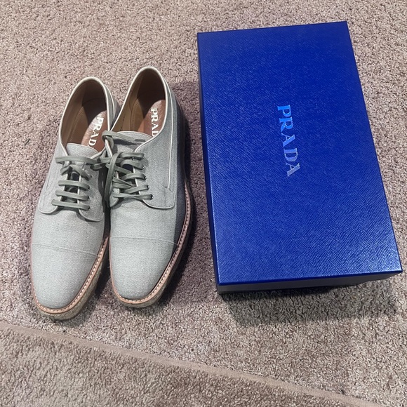 Prada Platform Brogue Oxfords Beige US size 12.5 - Picture 4 of 6